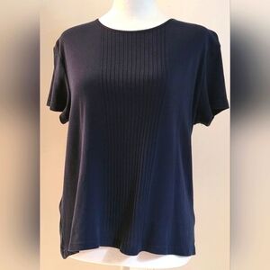 Jaclyn Smith, Short Sleeve Blouse Size Large, Navy Blue